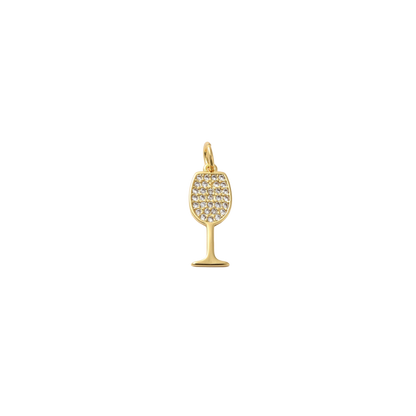 Transparent view of the Gold Cubic Zirconia Wine Glass Charm