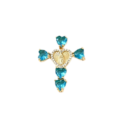 Transparent view of the Gold Virgin Mary Cross Charm | Assorted