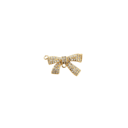 Transparent view of the Gold Cubic Zirconia Bow Charm