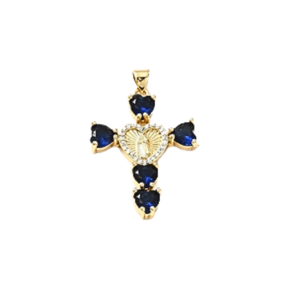 Transparent view of the Gold Virgin Mary Cross Charm | Assorted