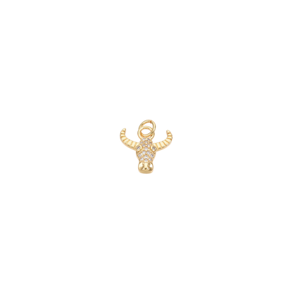 Transparent view of the Gold Cubic Zirconia Long Horn Charm