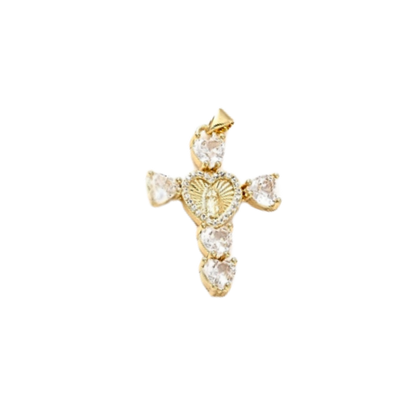 Transparent view of the Gold Virgin Mary Cross Charm | Assorted