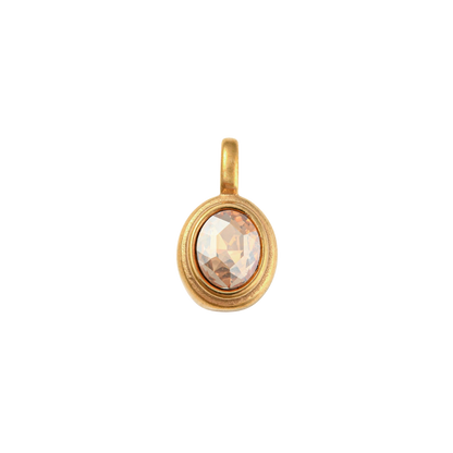 Transparent view of the Gold Oval Framed Glass Stone Charm - Topaz