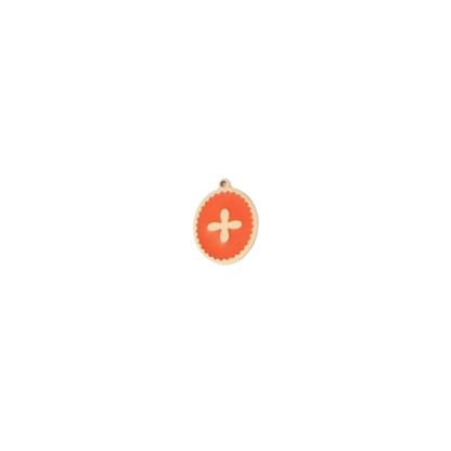 Transparent view of the Gold Oval Cross Charm | Assorted | Orange
