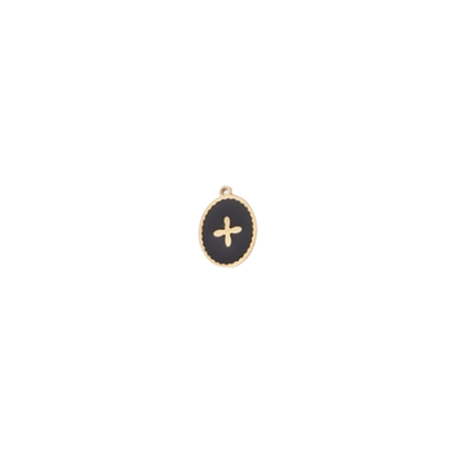 Transparent view of the Gold Oval Cross Charm | Assorted | Black