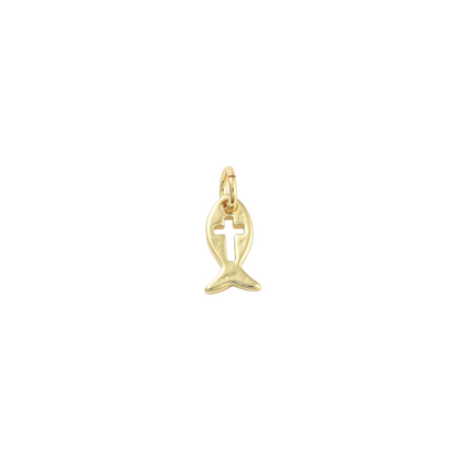 Front view of the Gold Jesus Fish Charm