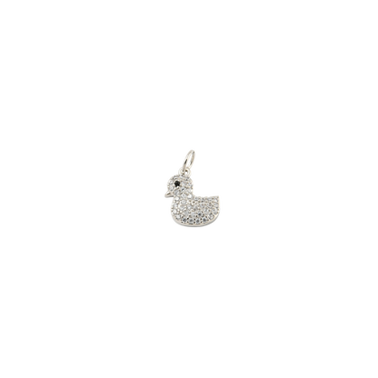 Transparent view of the Silver Cubic Zirconia Rubber Duck Charm