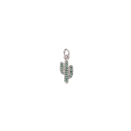 Transparent view of the Silver Cubic Zirconia Cactus Charm