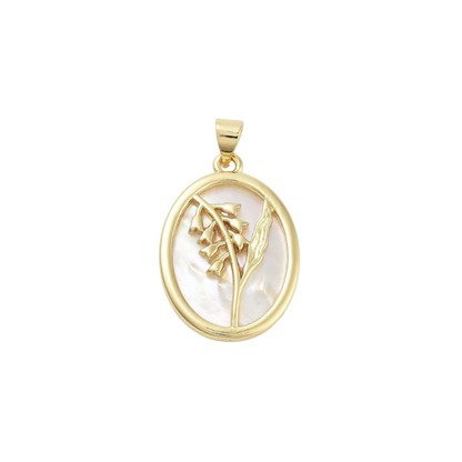 Transparent view of the Gold Shell Floral Charm