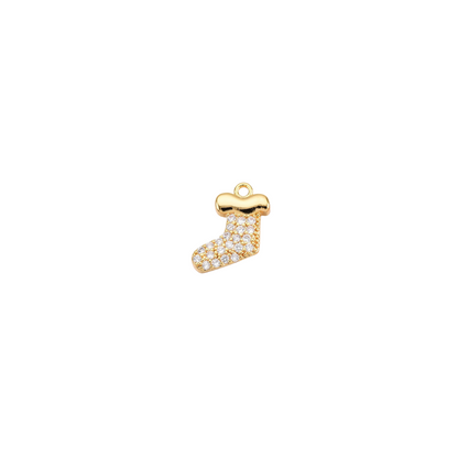 Front of the Gold Cubic Zirconia Christmas Stocking Charm