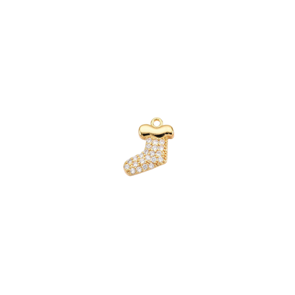 Transparent view of the Gold Cubic Zirconia Christmas Stocking Charm