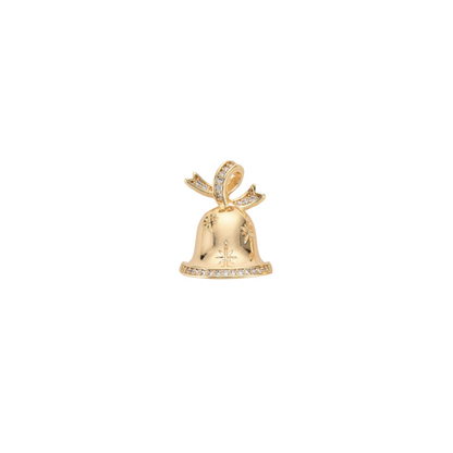 Front of the Gold Cubic Zirconia Jingle Bell Charm