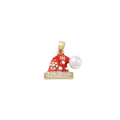 Transparent view of the Gold Cubic Zirconia & Pearl Santa Hat Charm