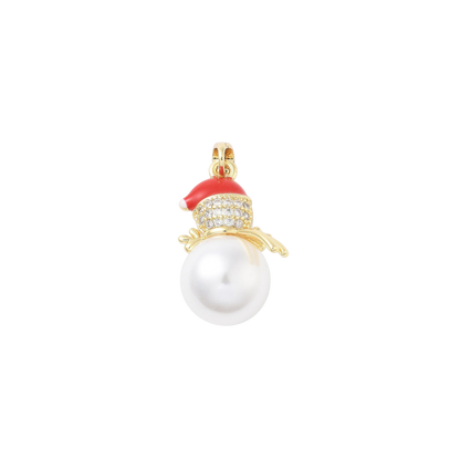 Transparent view of the Gold Pearl & Cubic Zirconia Snowman Charm