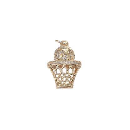 Transparent view of the Gold Swish, Swish Basketball Charm