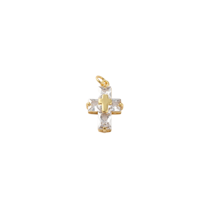 Gold Cubic Zirconia Cross Charm
