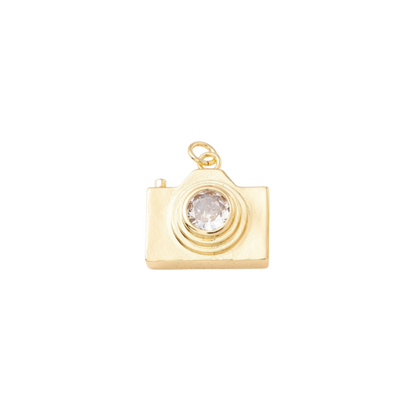 Gold Say Cheese Small Camera Charm