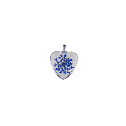 Silver Dried Flower Heart Charm | Assorted