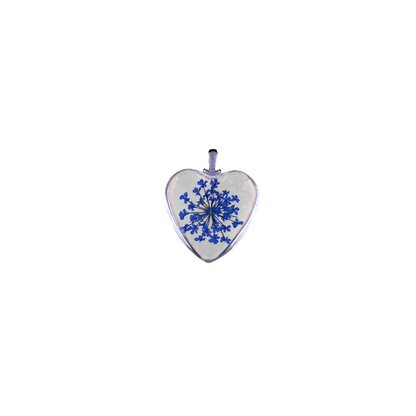 Silver Dried Flower Heart Charm | Assorted