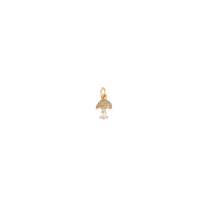 Gold Teardrop Crystal Mushroom Charm