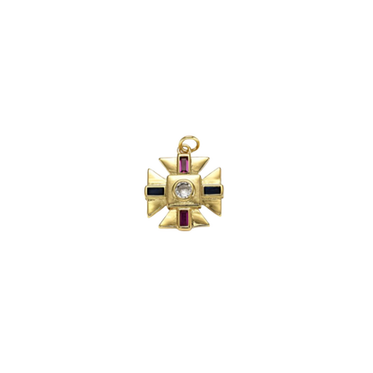 Gold Stone Jerusalem Cross Charm