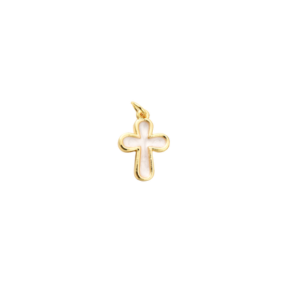 Gold White Cross Charm