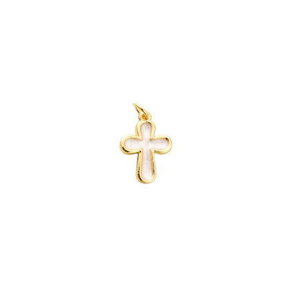 Gold White Cross Charm