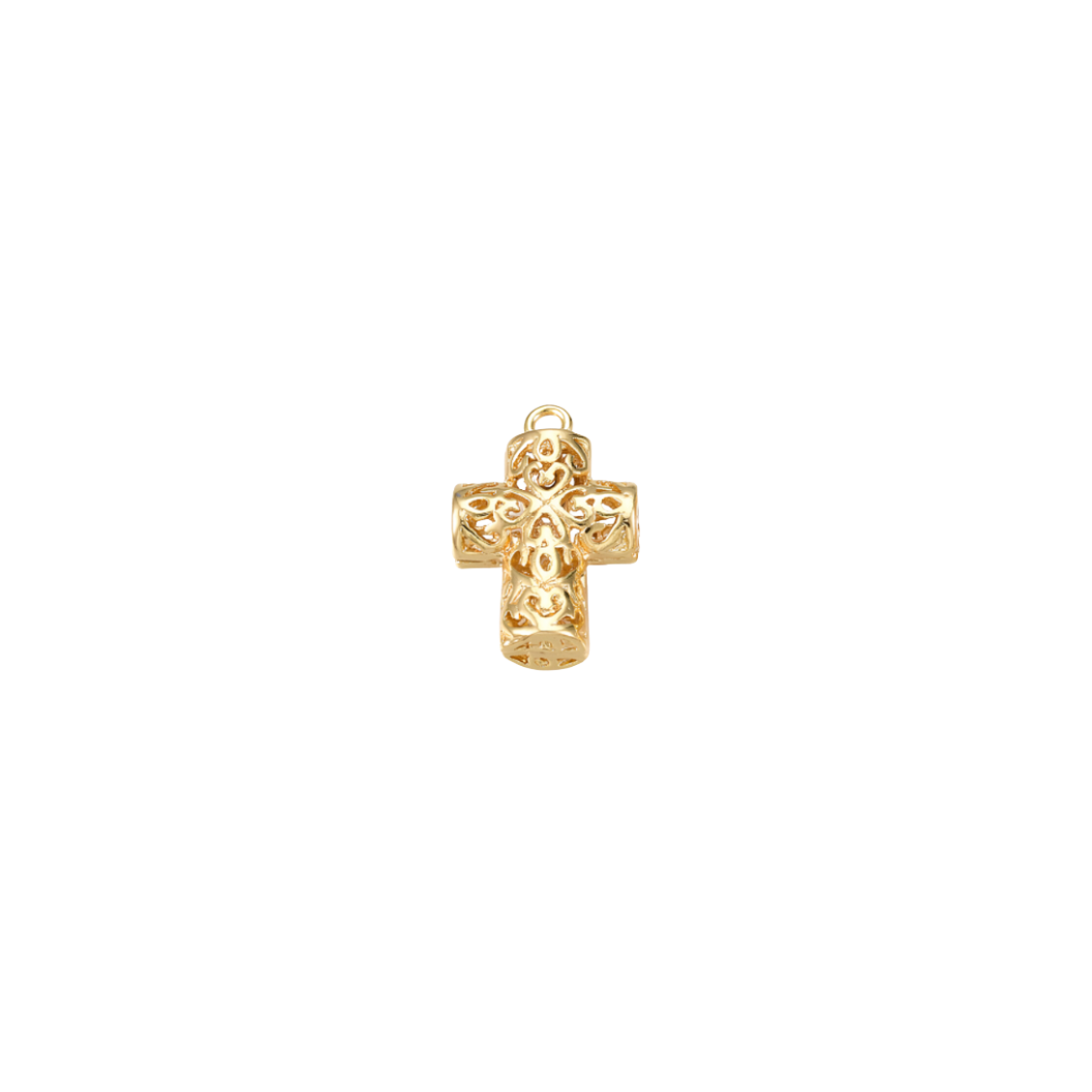 Gold Hollow Cross Charm