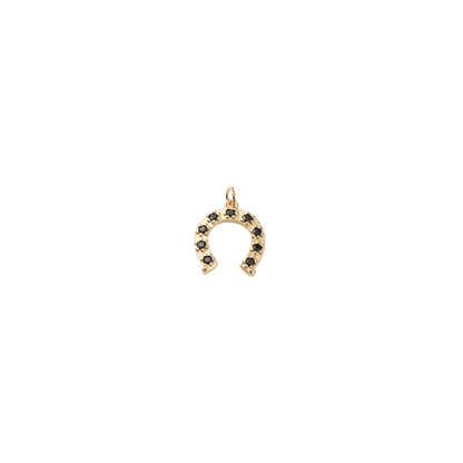 Gold Black Micro Pave Cubic Zirconia Horseshoe Charm