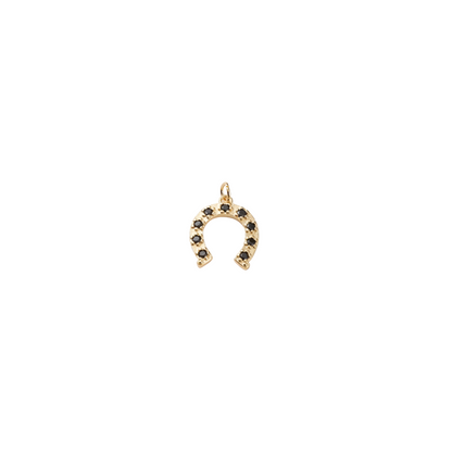 Gold Black Micro Pave Cubic Zirconia Horseshoe Charm