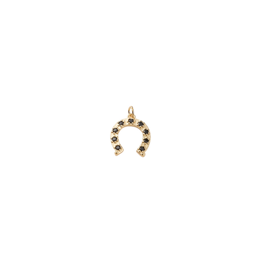 Gold Black Micro Pave Cubic Zirconia Horseshoe Charm