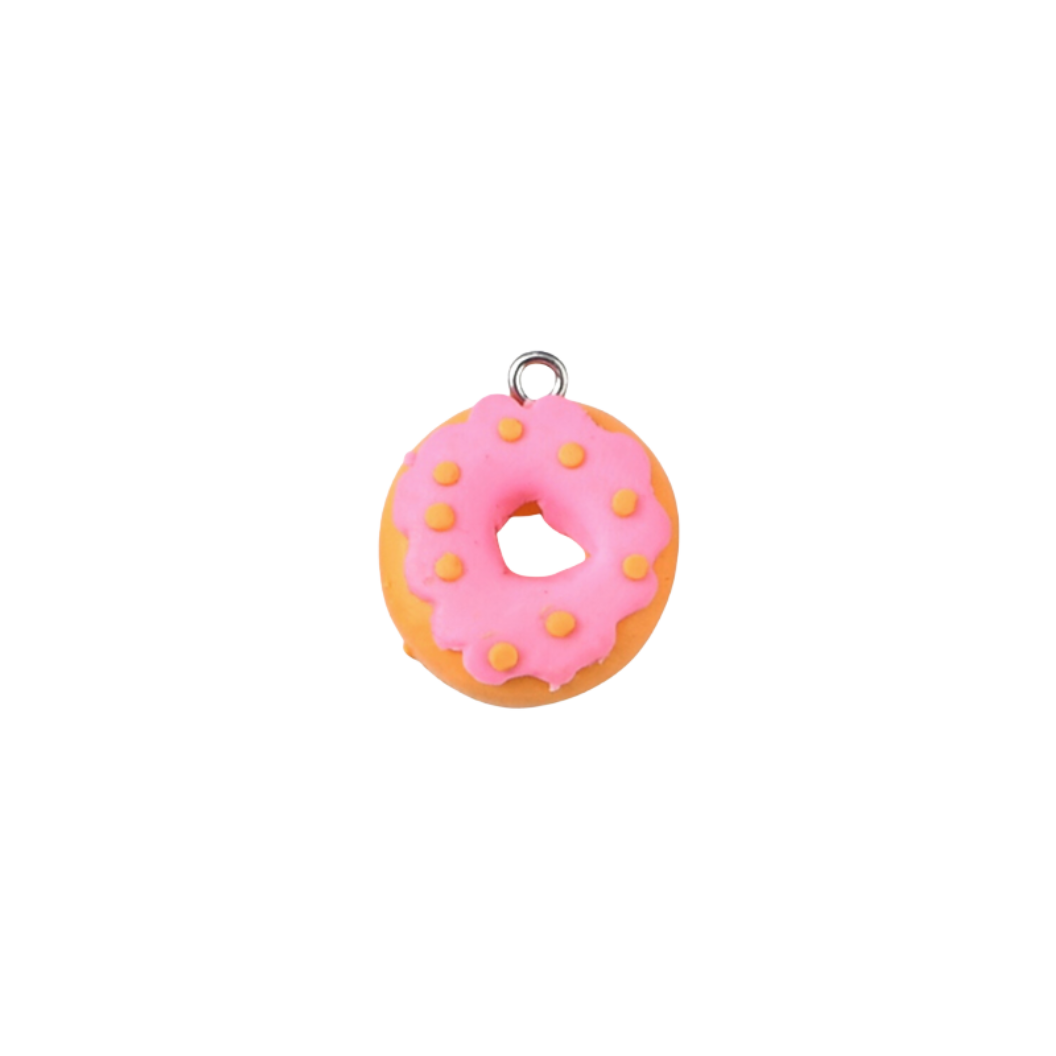 Silver Pink Donut Charm