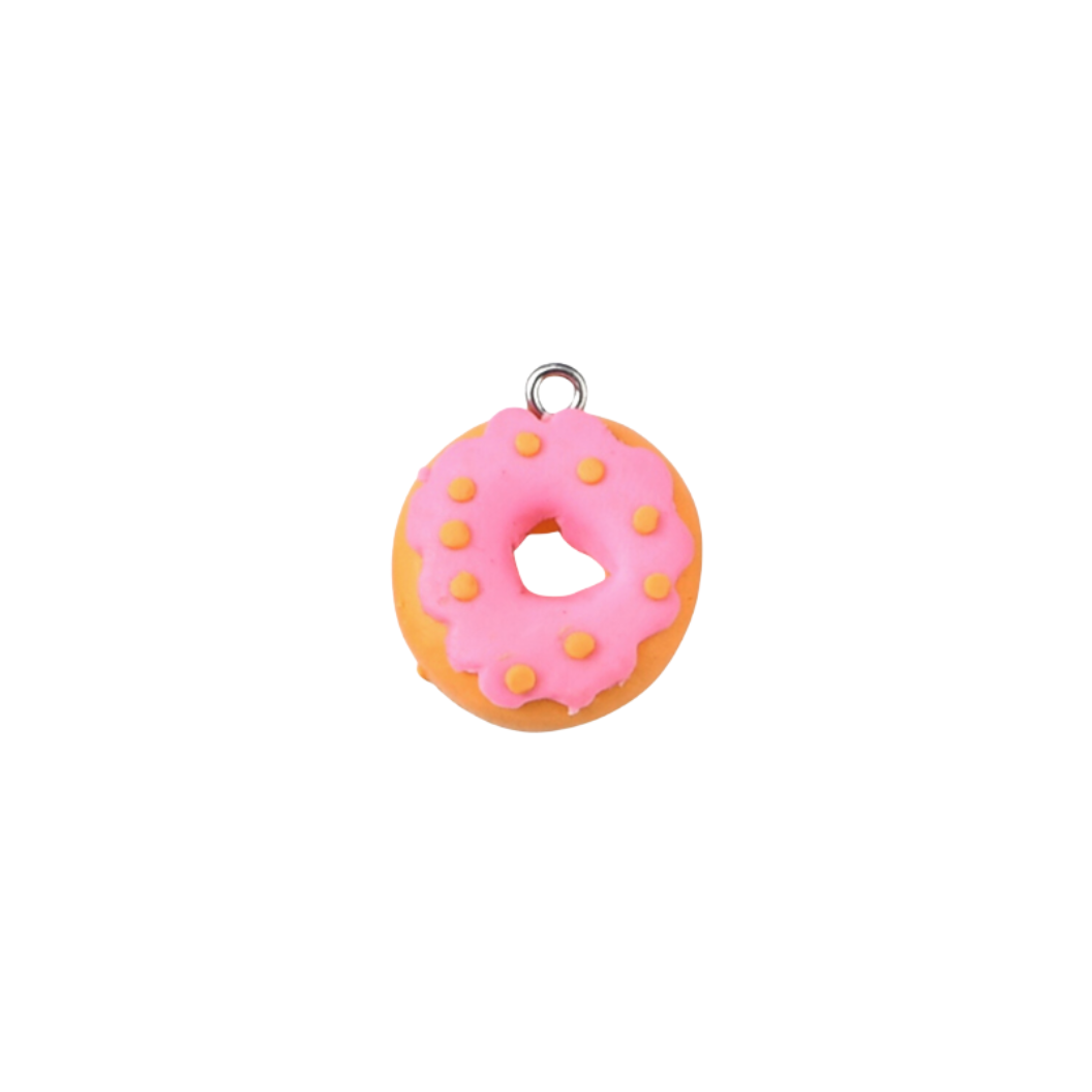 Silver Pink Donut Charm