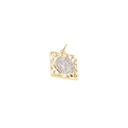 Gold Saint Benedict Square Charm