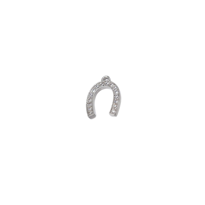 Silver Crystal Horseshoe Charm