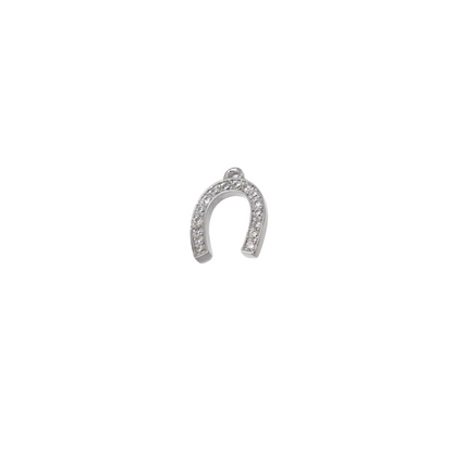 Silver Crystal Horseshoe Charm