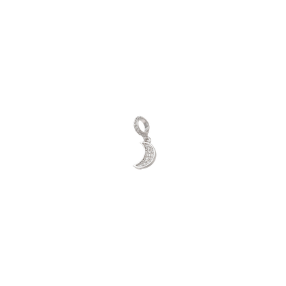 Silver Embellished Crescent Moon Charm
