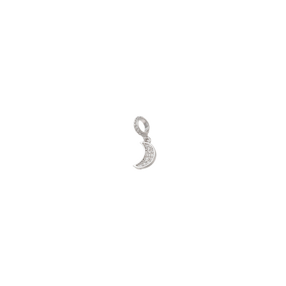 Silver Embellished Crescent Moon Charm