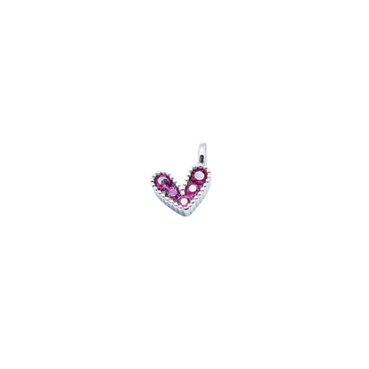 Silver Pink Stone Heart Charm