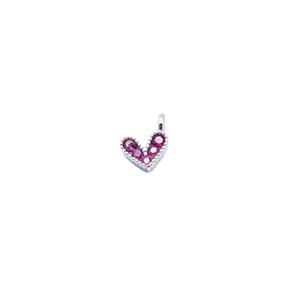 Silver Pink Stone Heart Charm