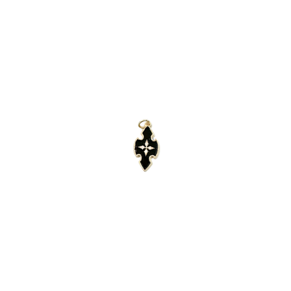 Gold and Black Enamel Cross Charm
