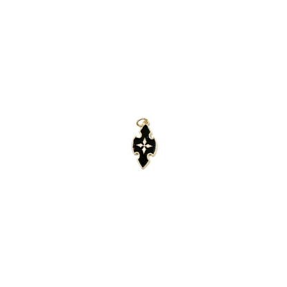 Gold and Black Enamel Cross Charm
