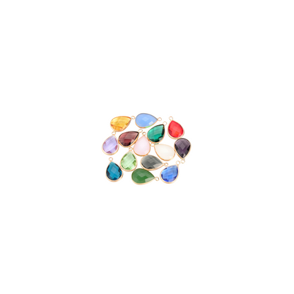 Gold Framed Small Teardrop Glass Charm | Assorted