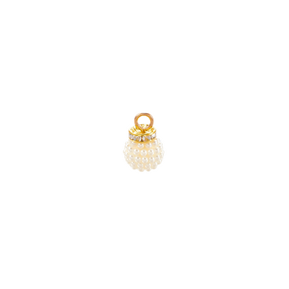 Gold Pearl Beaded and Rhinestone Collared Charm