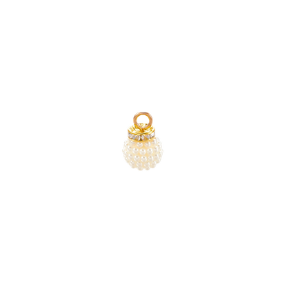 Gold Pearl Beaded and Rhinestone Collared Charm