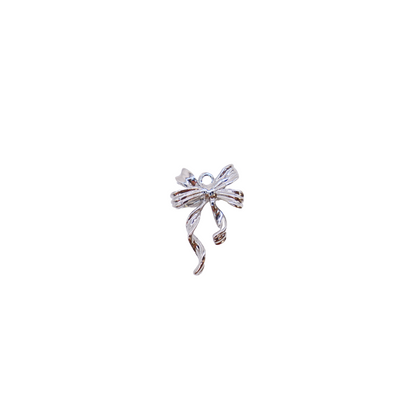 Silver Ribbon Bow Charm