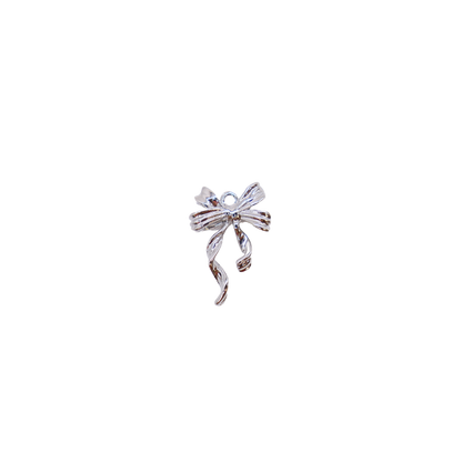 Silver Ribbon Bow Charm