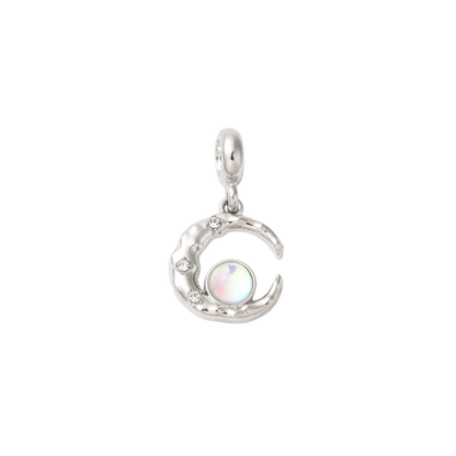 Silver Iridescent Bubble Moon Charm