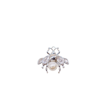 Silver Pearl Glass Bee Charms