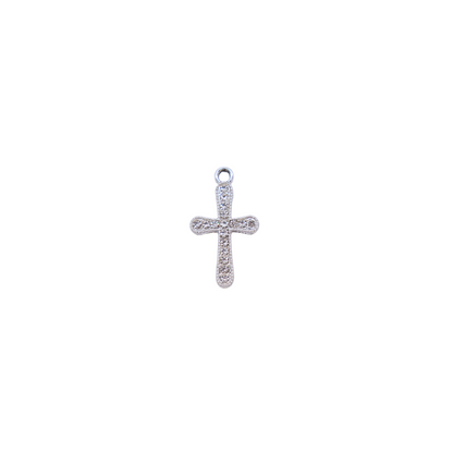 Silver Crystal Cross Charm